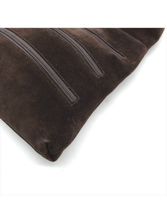 Gucci Suede Triple Zipper Vintage Shoulder Bag Brown - Picture 5 of 10